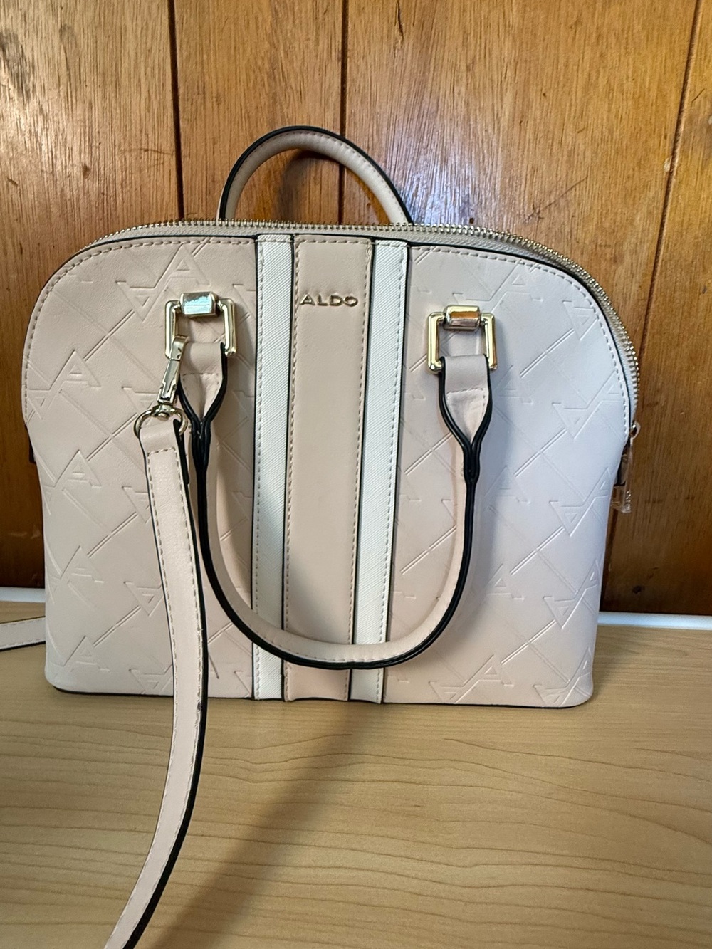 ALDO Light Pink Dome Satchel with Gold Hardware